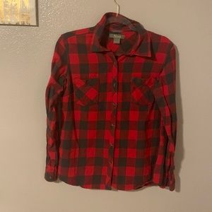 Natural Reflections red plaid flannel button Down shirt